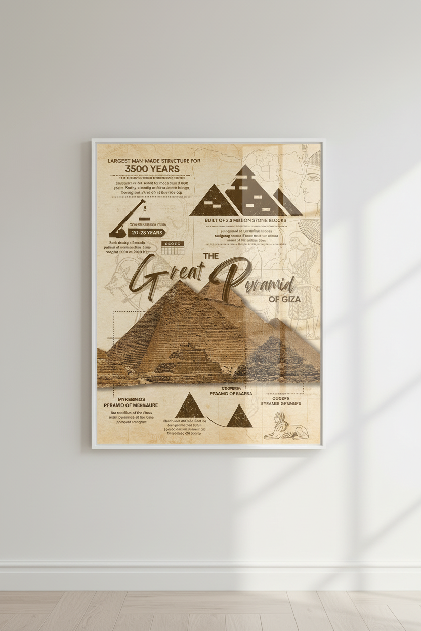 Great Pyramid of Giza Egypt Vintage Educational Canvas