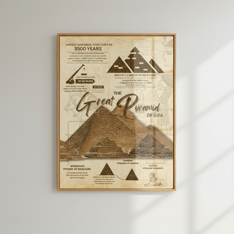 Great Pyramid of Giza Egypt Vintage Educational Canvas
