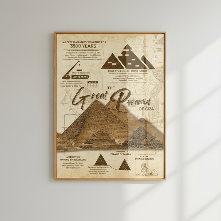 Great Pyramid of Giza Egypt Vintage Educational Canvas