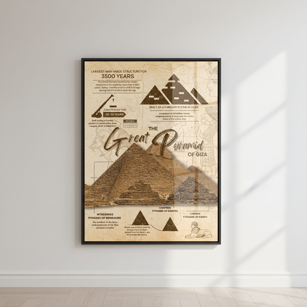 Great Pyramid of Giza Egypt Vintage Educational Canvas