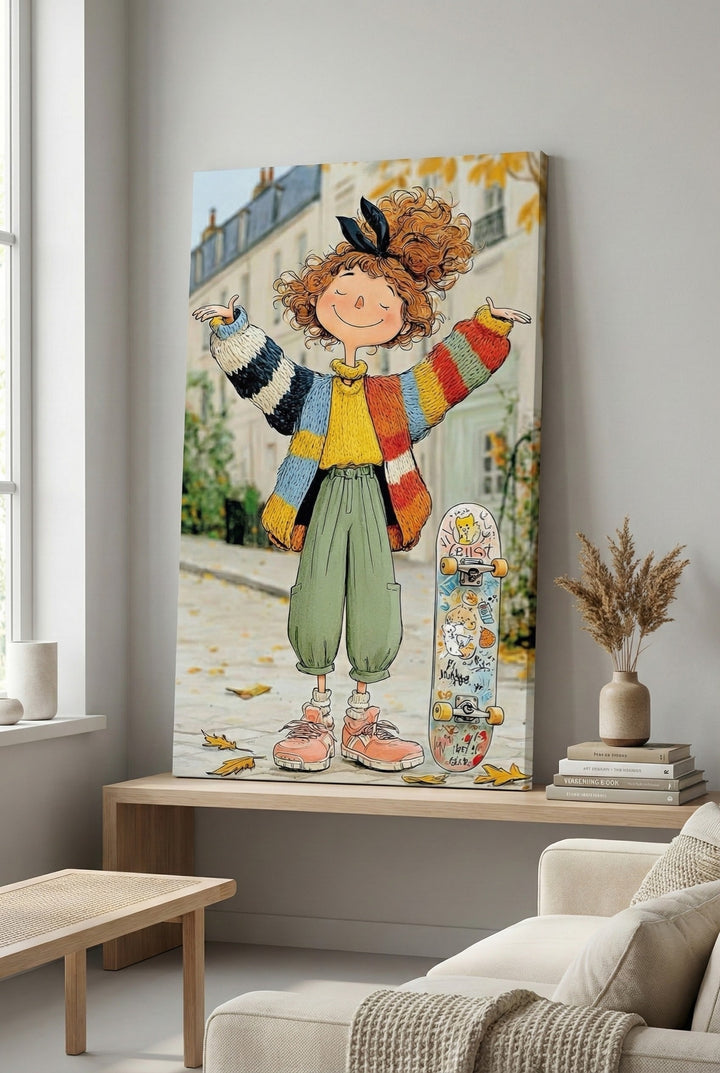 Happy Skate Girl Canvas Art