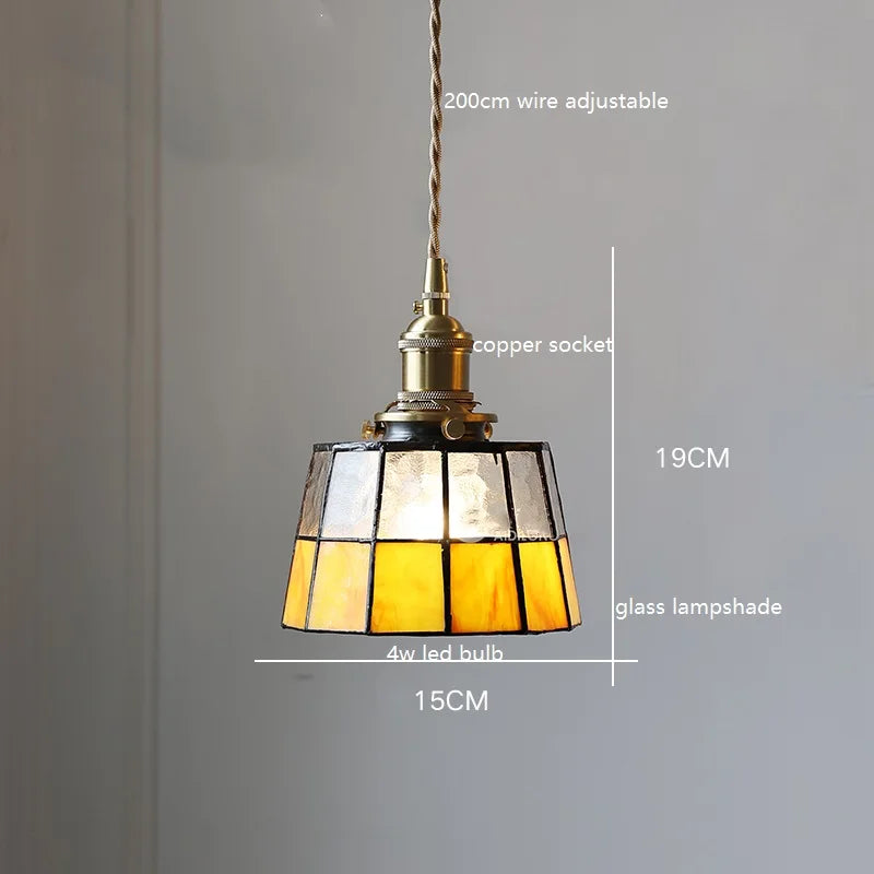 Amber Tiffany Triple Pendant Chandelier
