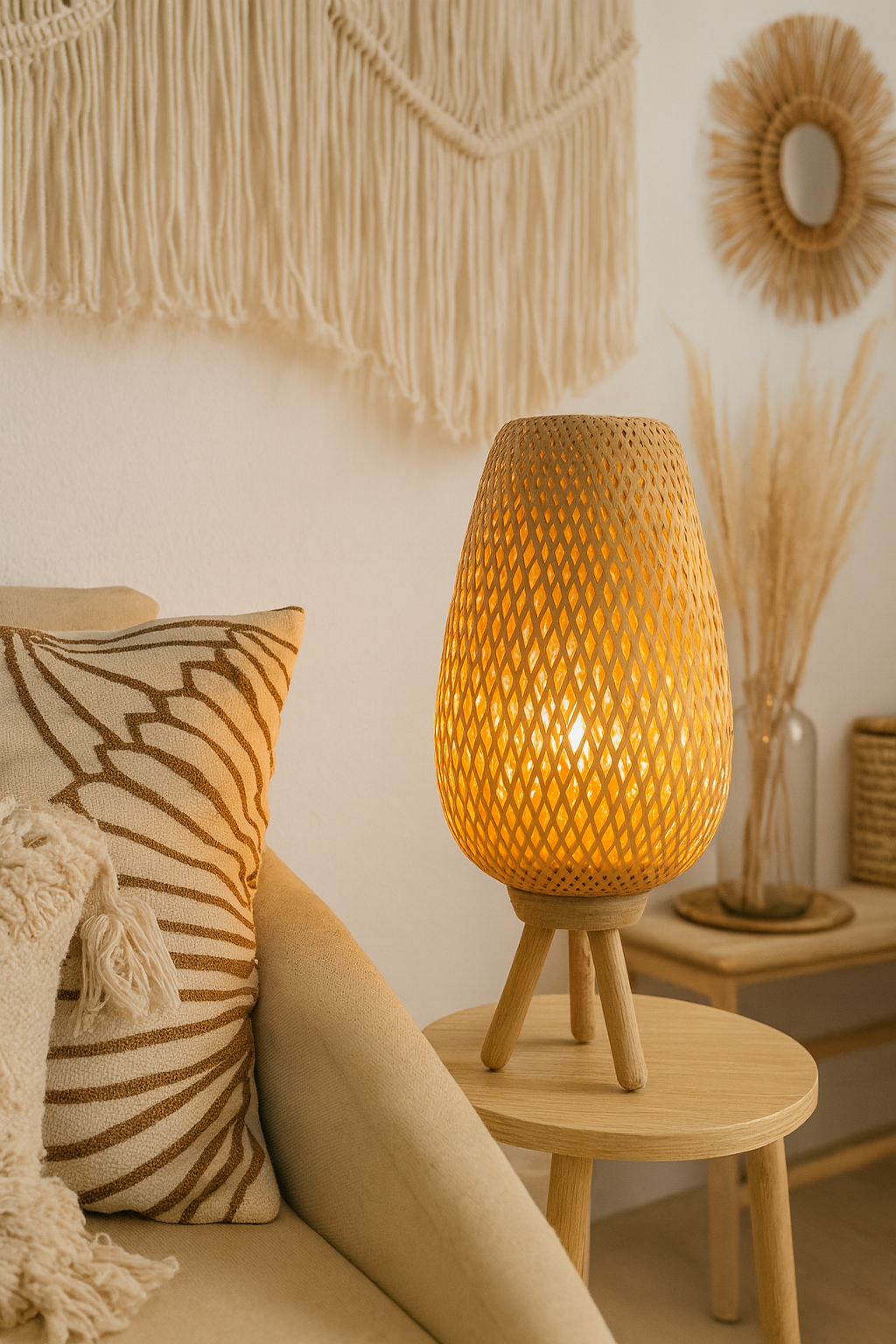 Tripod Woven Table Lamp
