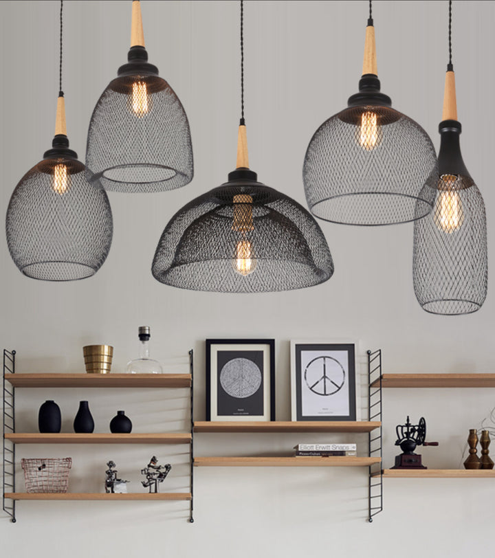 Industrial Pendant Lights with Wire Mesh Shades (Multiple Styles)