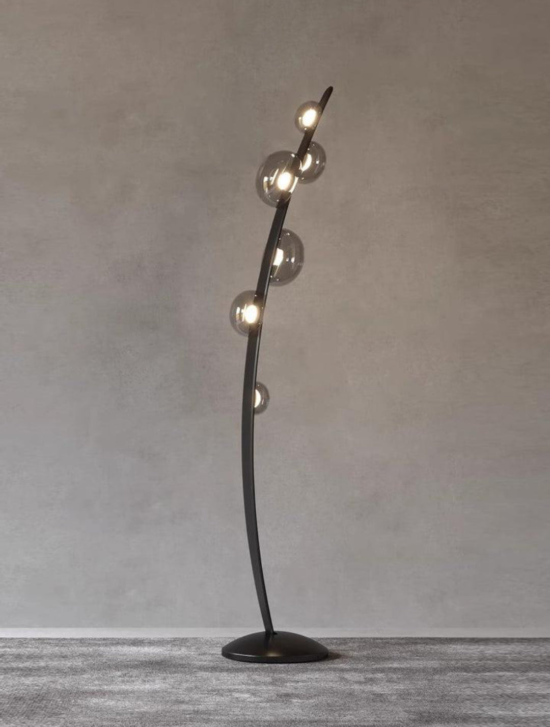 Modern Sculptural Floor Lamp with Glass Globe Shades
