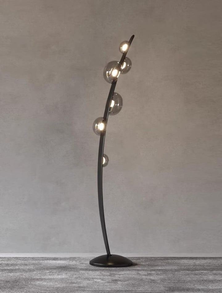 Modern Sculptural Floor Lamp with Glass Globe Shades