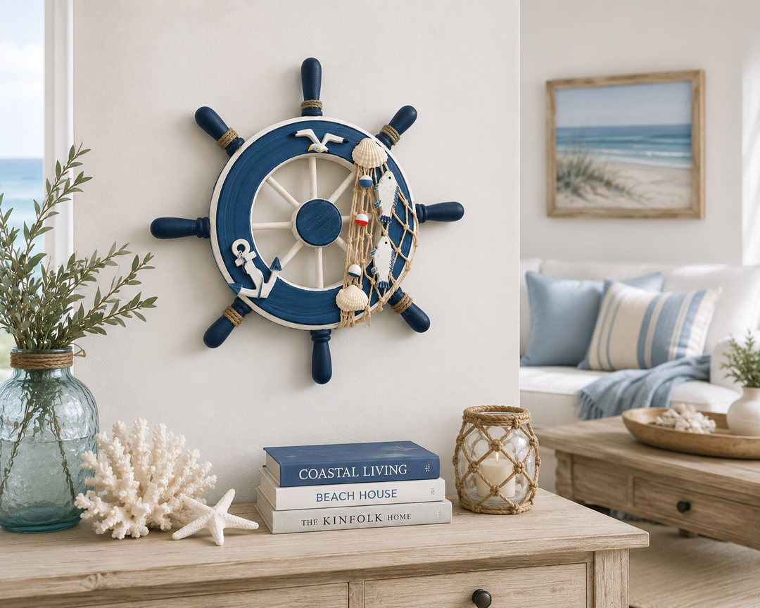 Nautical Wooden Ship Wheel Wall Decor