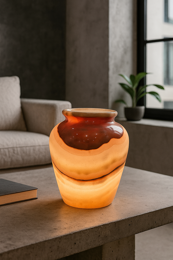 Amber Glow Alabaster Marble Table Lamp
