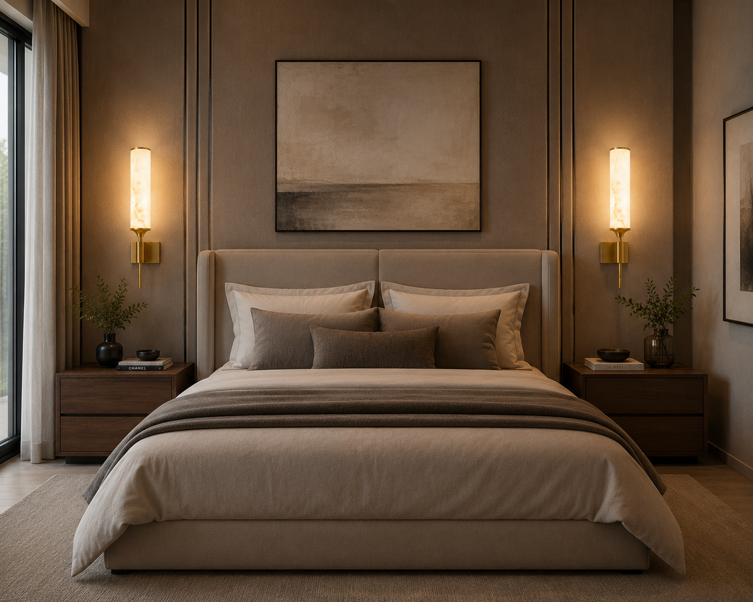 Modern Artificial Alabaster Brass Wall Sconce