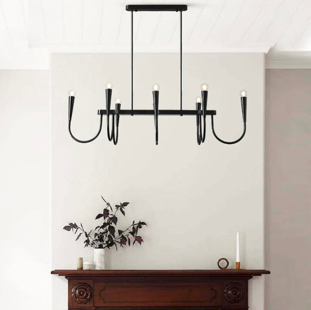 Modern Gold or Black Chandelier with Elegant Curved Design