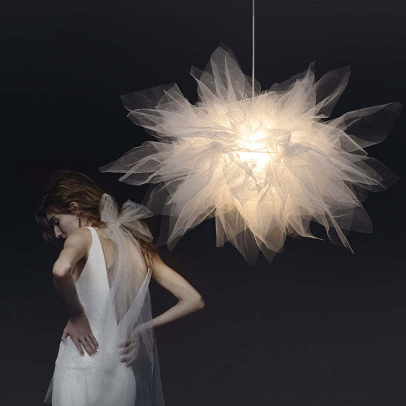 Modern Pendant Light with Artistic Tulle Shade