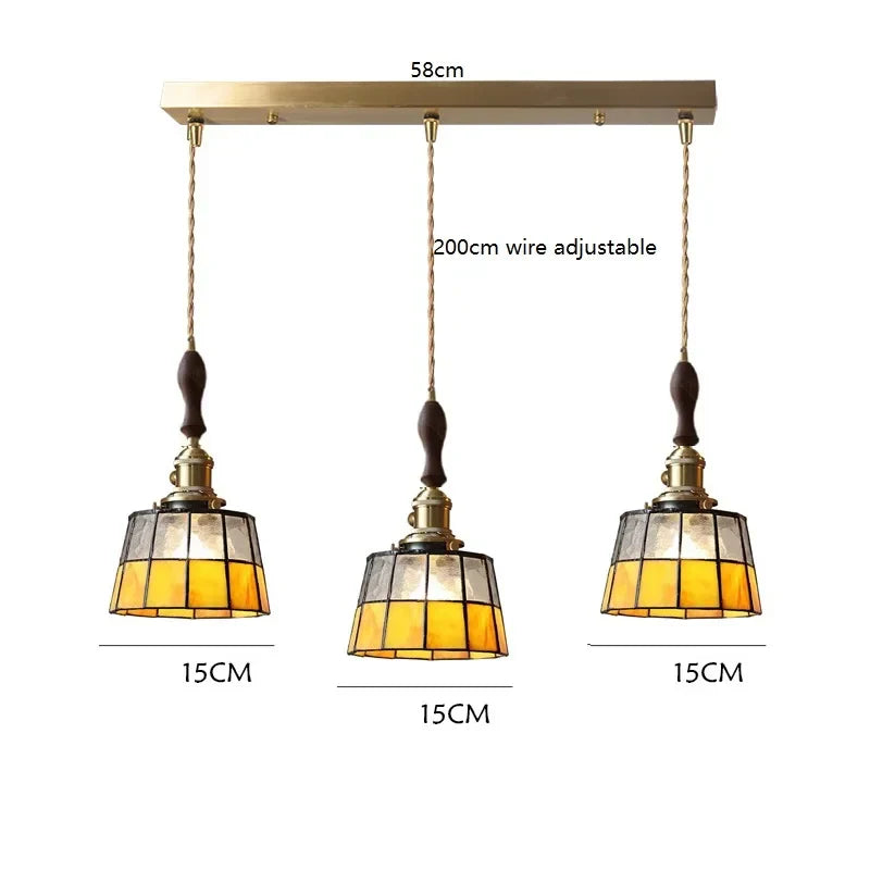 Amber Tiffany Triple Pendant Chandelier