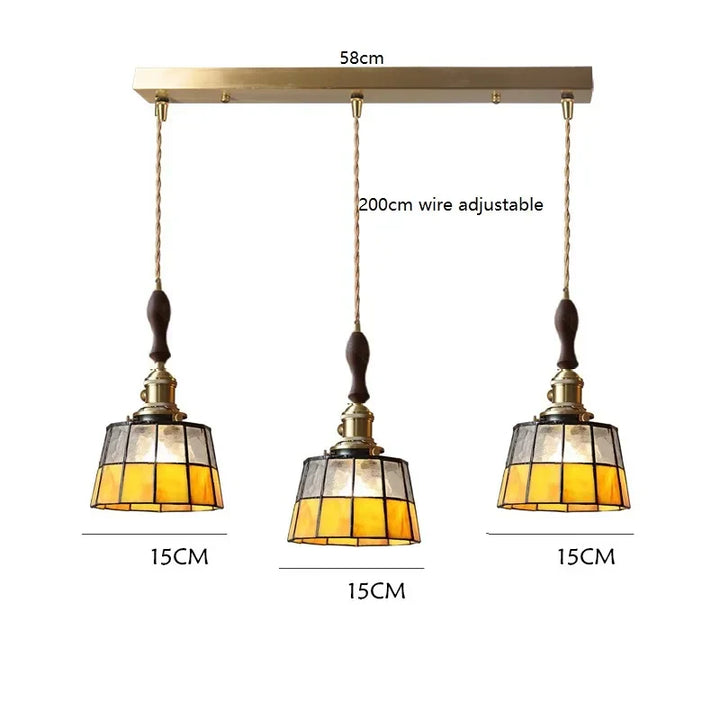 Amber Tiffany Triple Pendant Chandelier