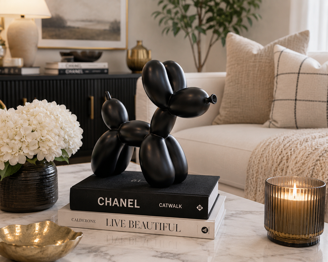 Modern Black Balloon Dog Sculpture