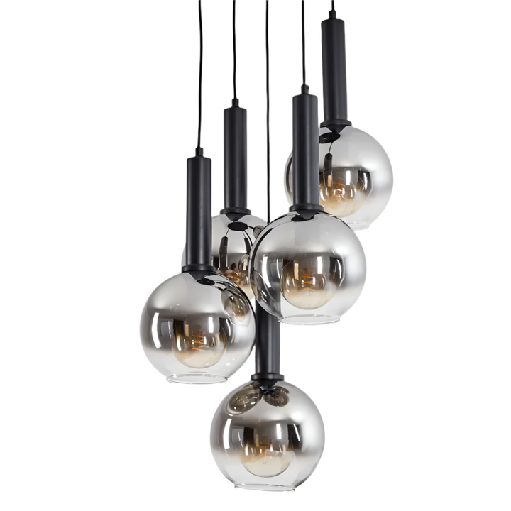 Clustered Glass Globe Pendant Light with Black Accents