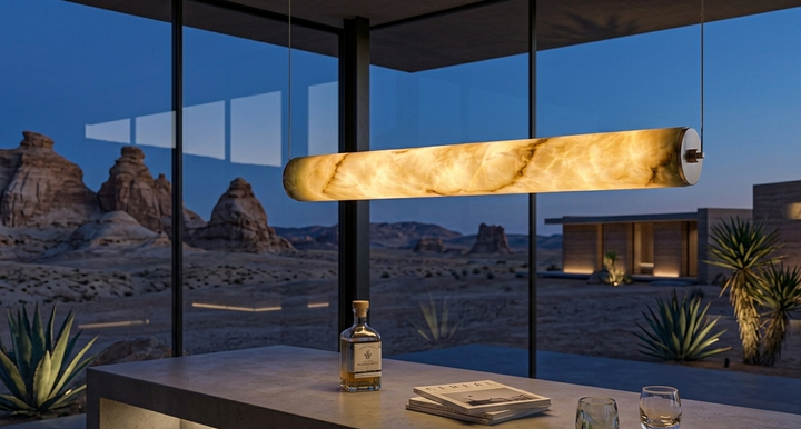 Alabaster Tube Linear Chandelier
