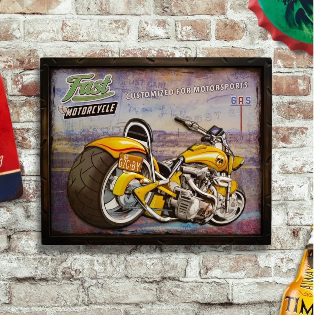 Fast Motorcycle Retro Wall Art