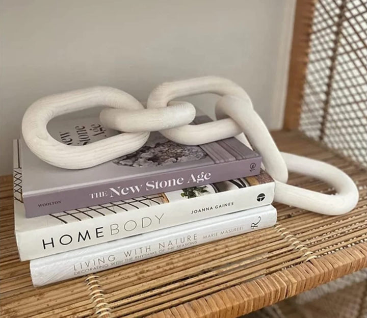 White Wooden Decorative Chain Link Sculpture