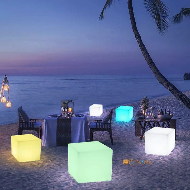 LED Cube Light Stool for Outdoor Spaces 40 cm ( one size )