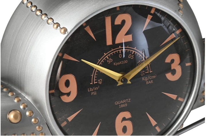 Industrial Gauge-Style Round Wall Clock