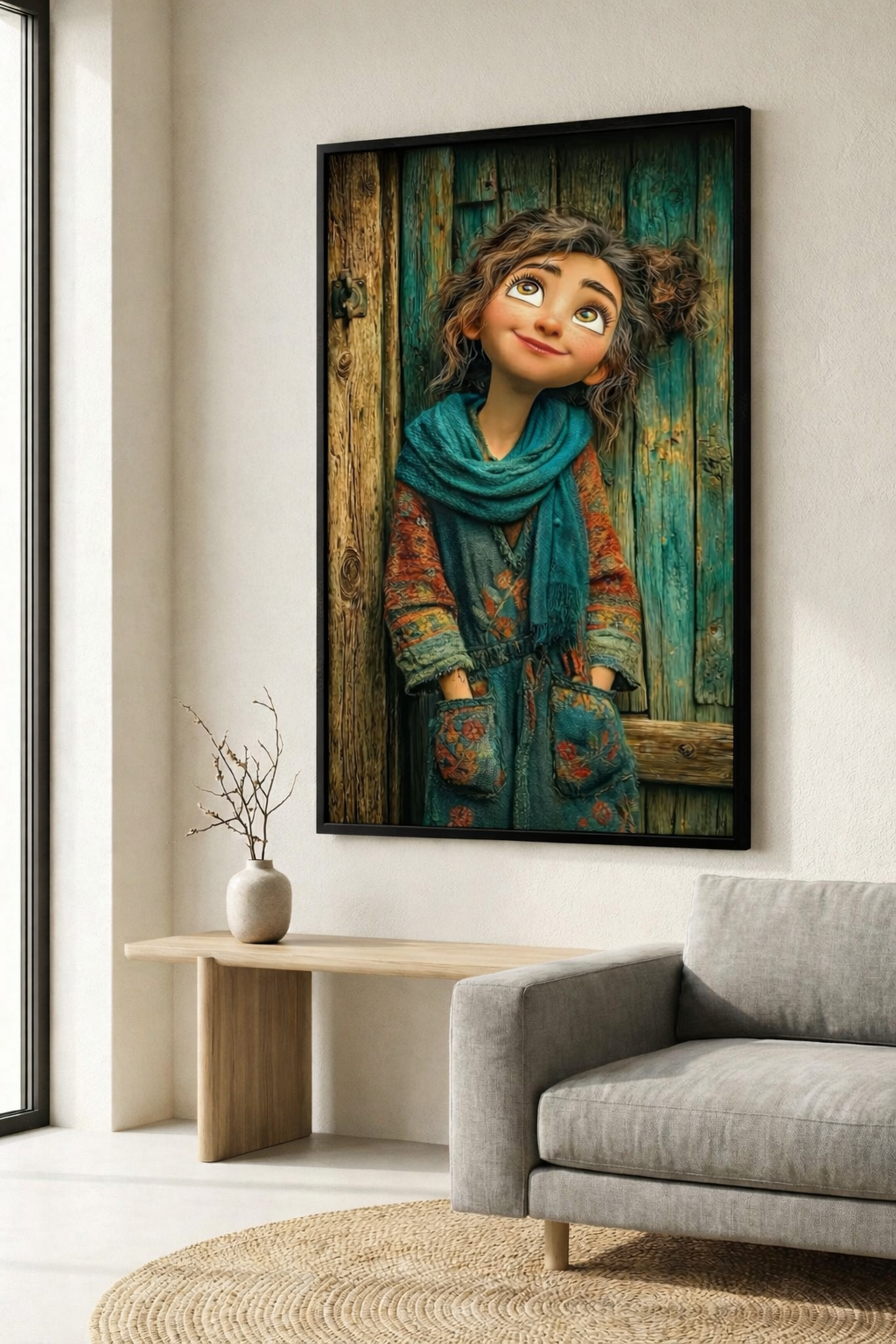 Whimsical Girl Portrait Canvas Wall Art