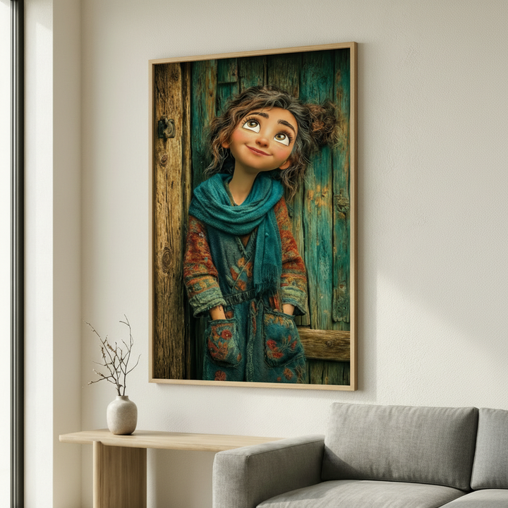 Whimsical Girl Portrait Canvas Wall Art