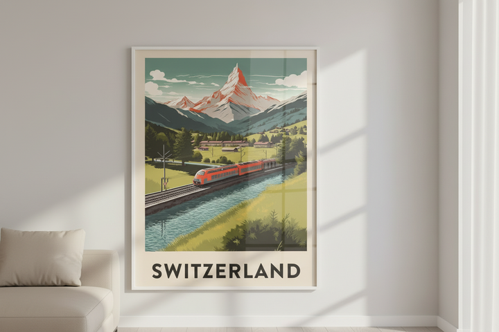 Switzerland Alpine Train Vintage Travel Poster Canvas