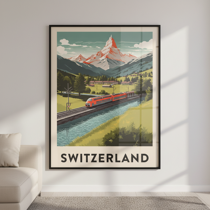 Switzerland Alpine Train Vintage Travel Poster Canvas