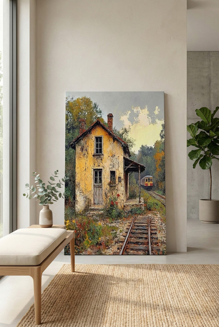 Rustic Railway Cottage Canvas Wall Art