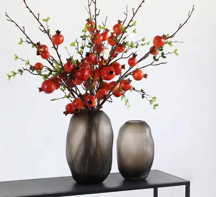 Textured Smoky Glass Vase set of 2