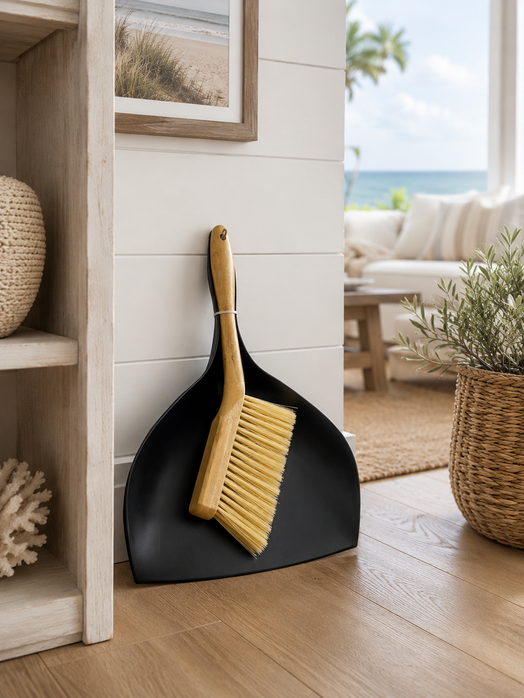 Wooden Hand Brush & Dustpan Cleaning Set