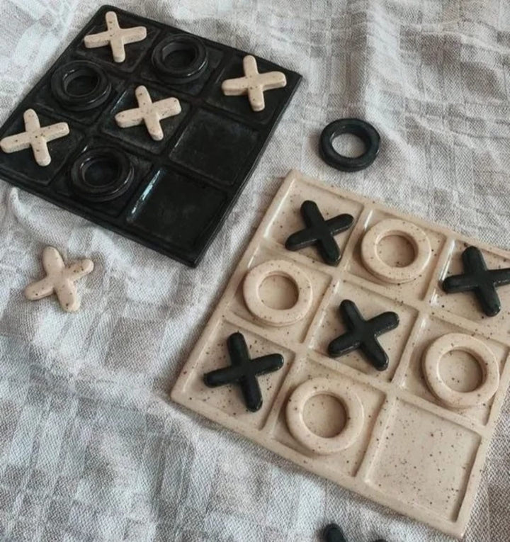 Black Marble Tic-Tac-Toe Decor Set