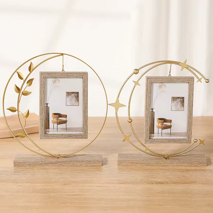 Modern Decorative Photo Frame with Golden Moon Design