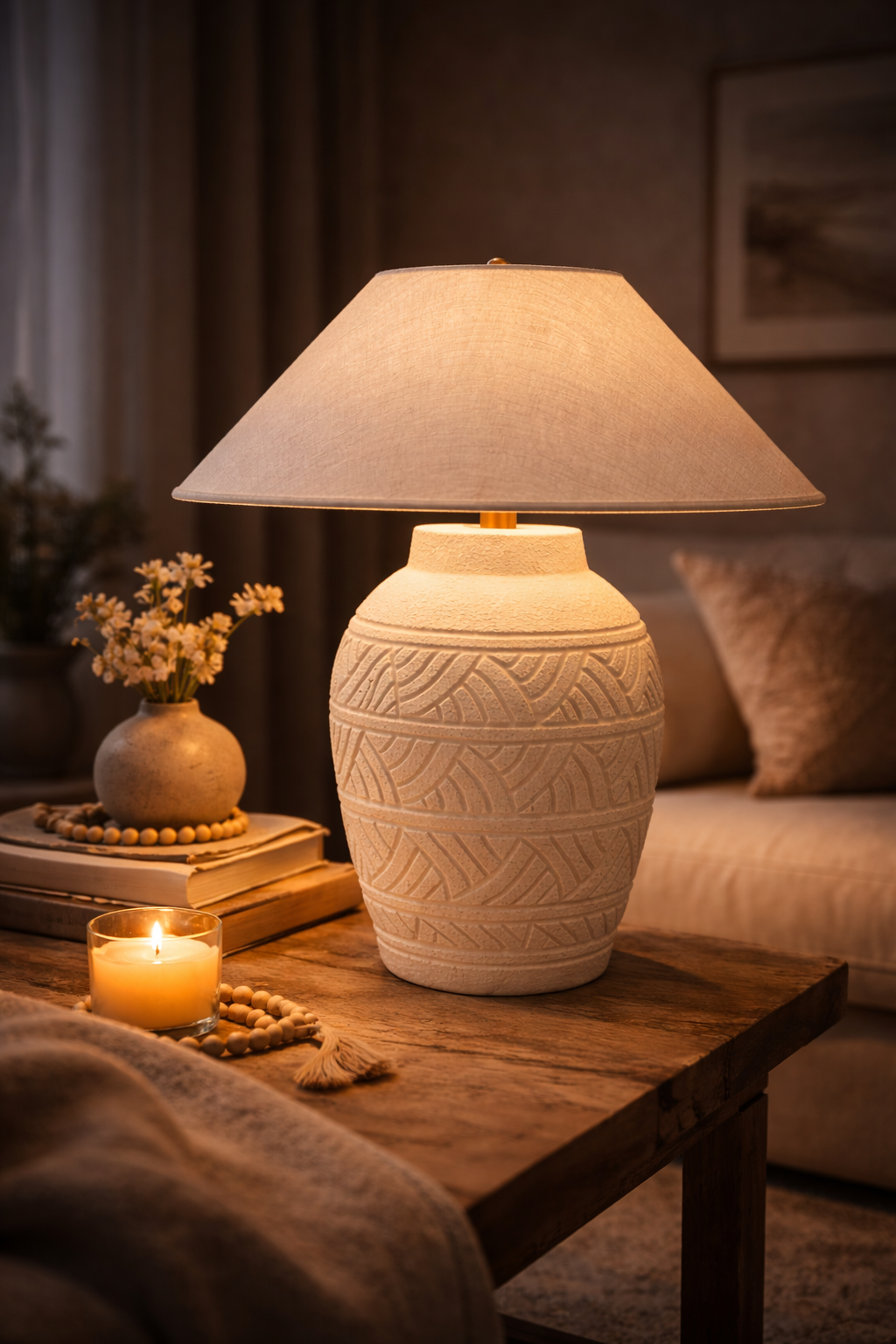 Coastal Textured Ceramic Table Lamp