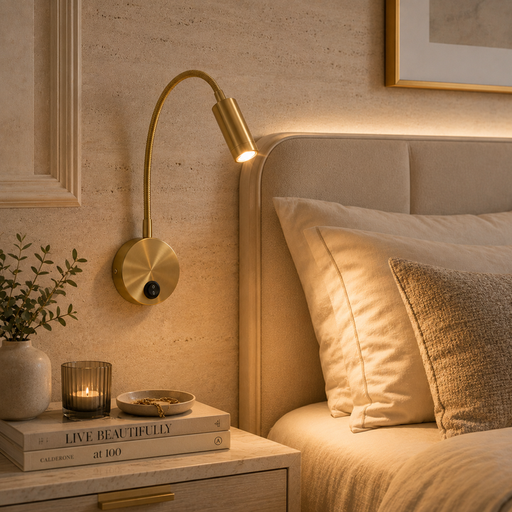 Modern Bedside Wall Light with a Flexible Arm (40 cm)