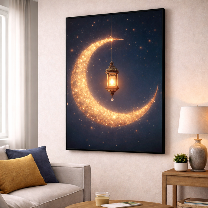 Celestial Crescent Lantern Canvas