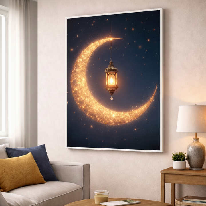 Celestial Crescent Lantern Canvas