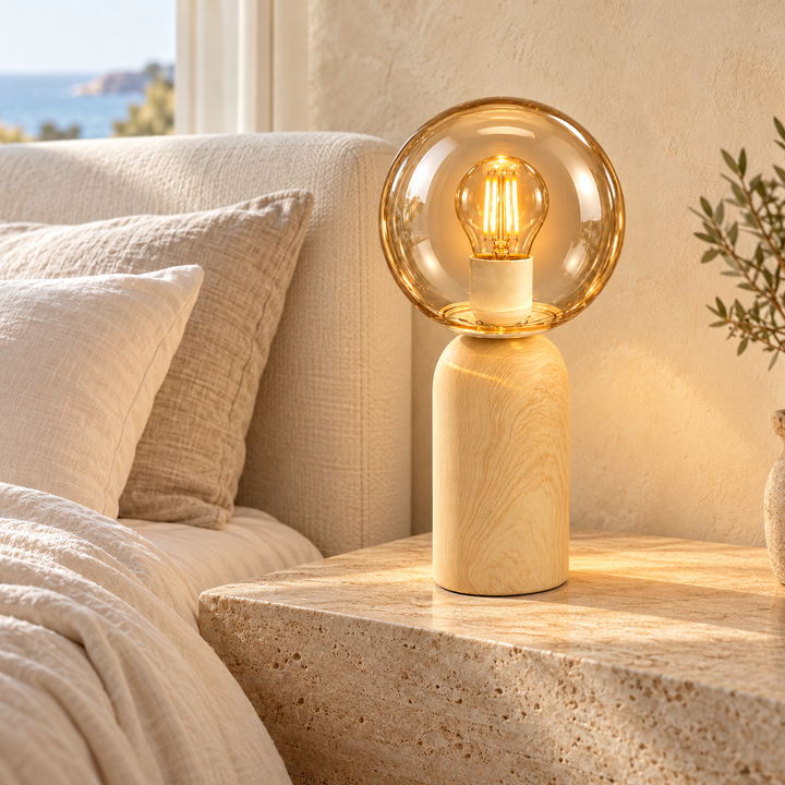 Nordic Wood Base Globe Table Lamp