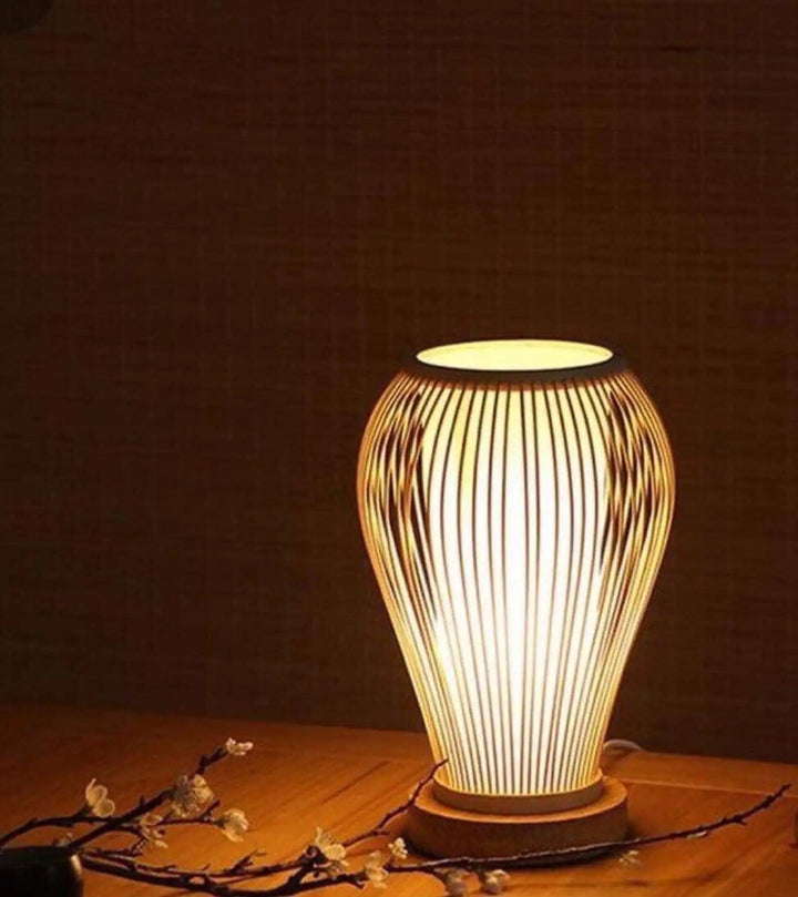 Modern Vase-Shaped Bamboo Cage Table Lamp