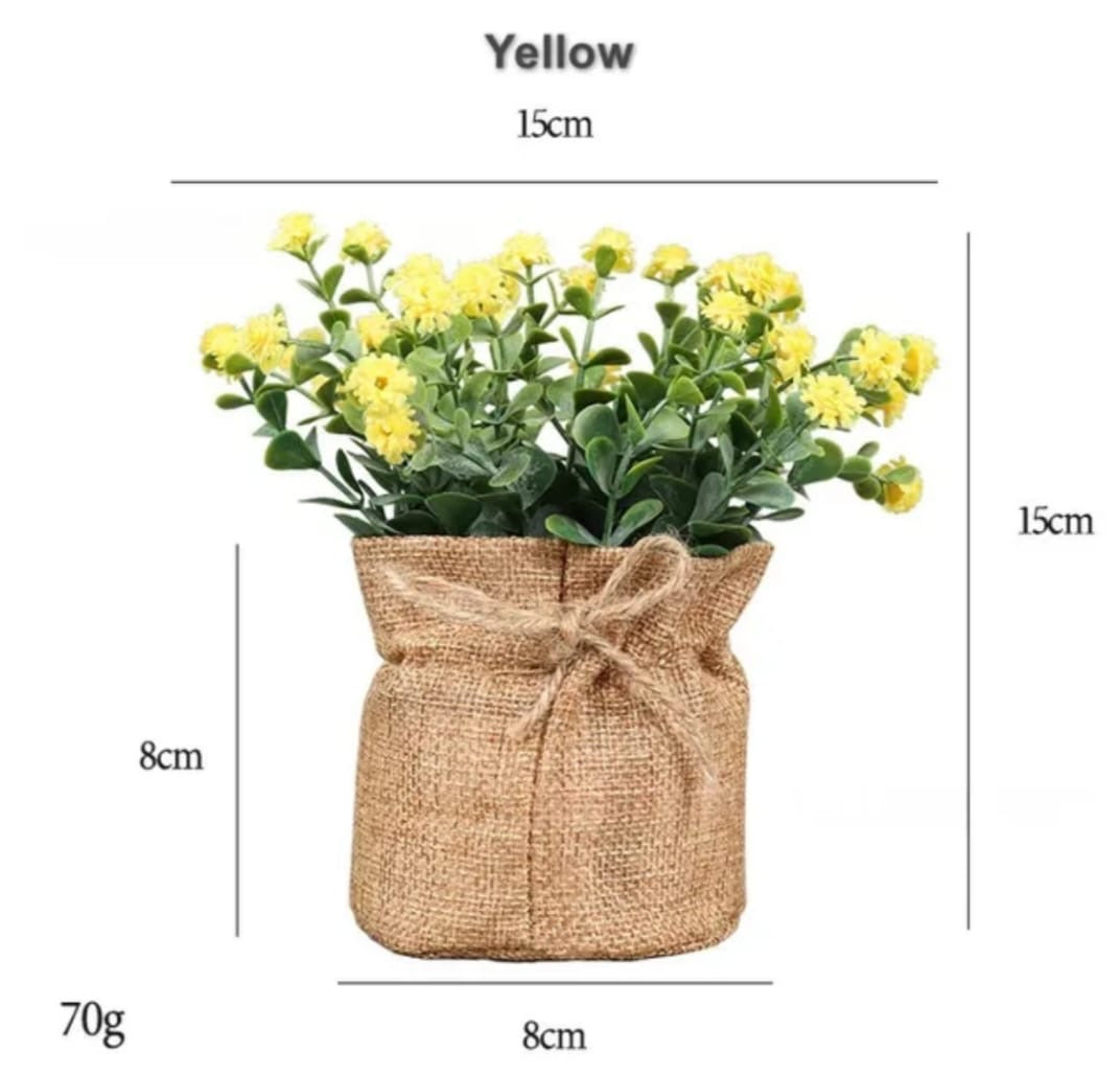 Yellow Potted Accent Plant set of 4 colors