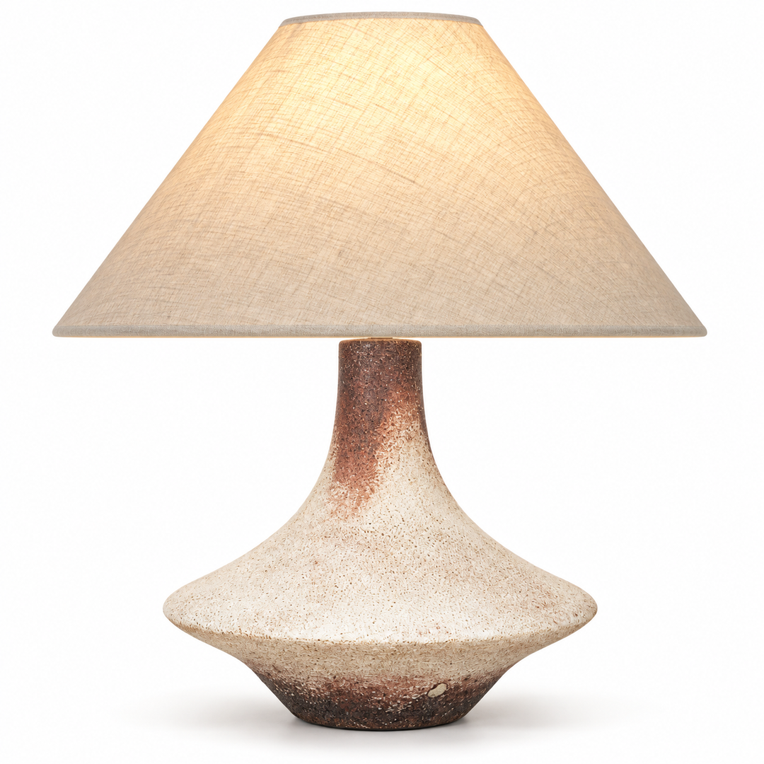 Rustic Table Lamp with Linen Shade