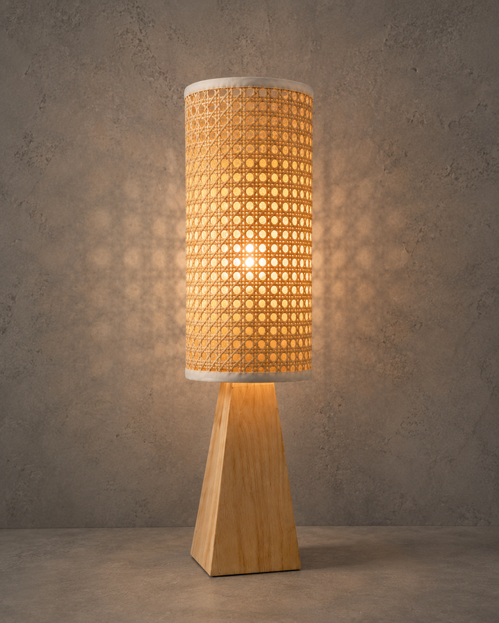 Rattan Column Table Lamp