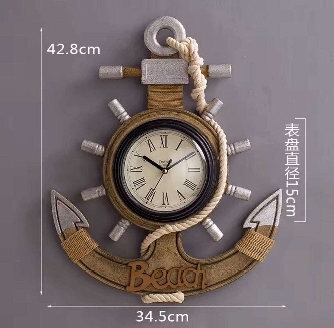 Nautical Anchor Wall Clock – “Relax” Coastal Design