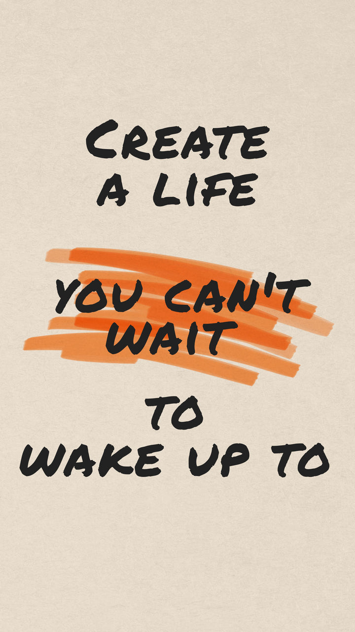 Wadi Home inspirational quote wall art poster with black typography and orange brushstroke on a neutral background.