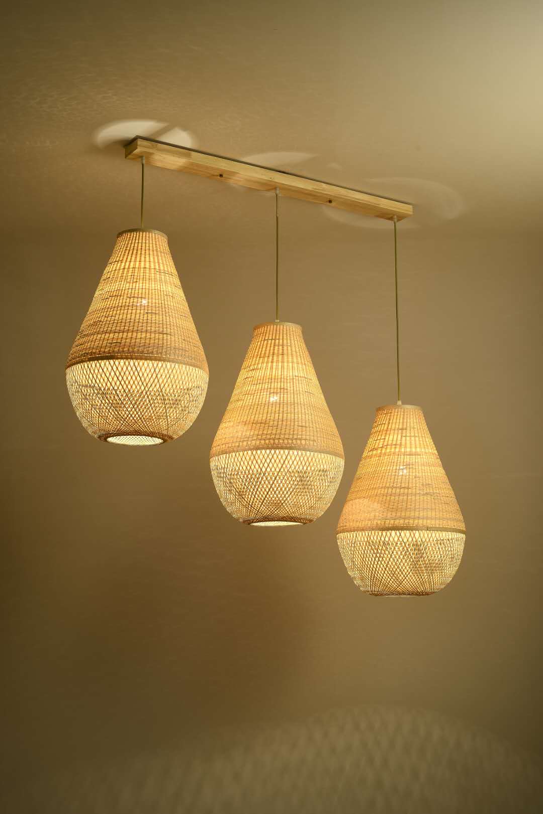 Multi-Light Pendant with Woven Bamboo Shades