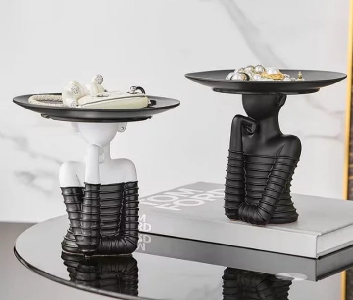 Modern Woman Sculpture Tray Holder