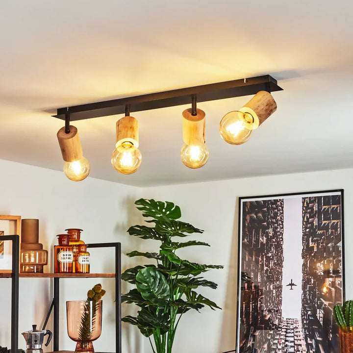 Rustic Wooden Track Ceiling Light