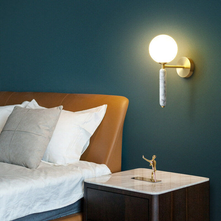 Modern Wall Sconce with Marble and Brass Accents