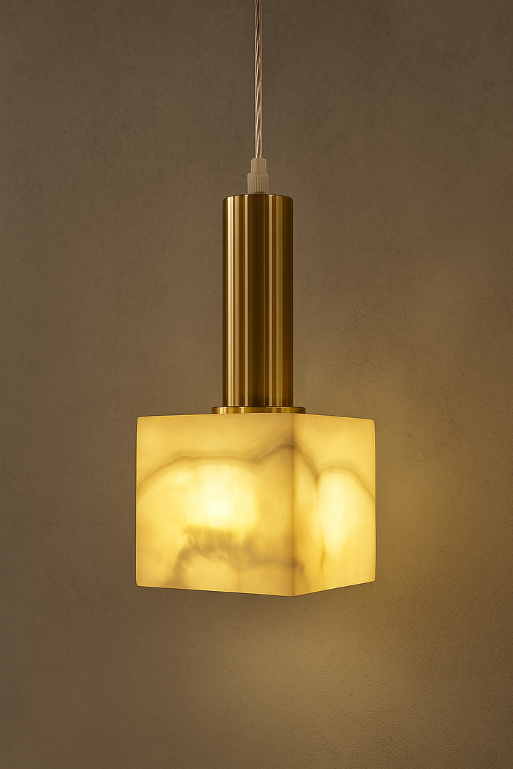 Alabaster Cube Pendant Light