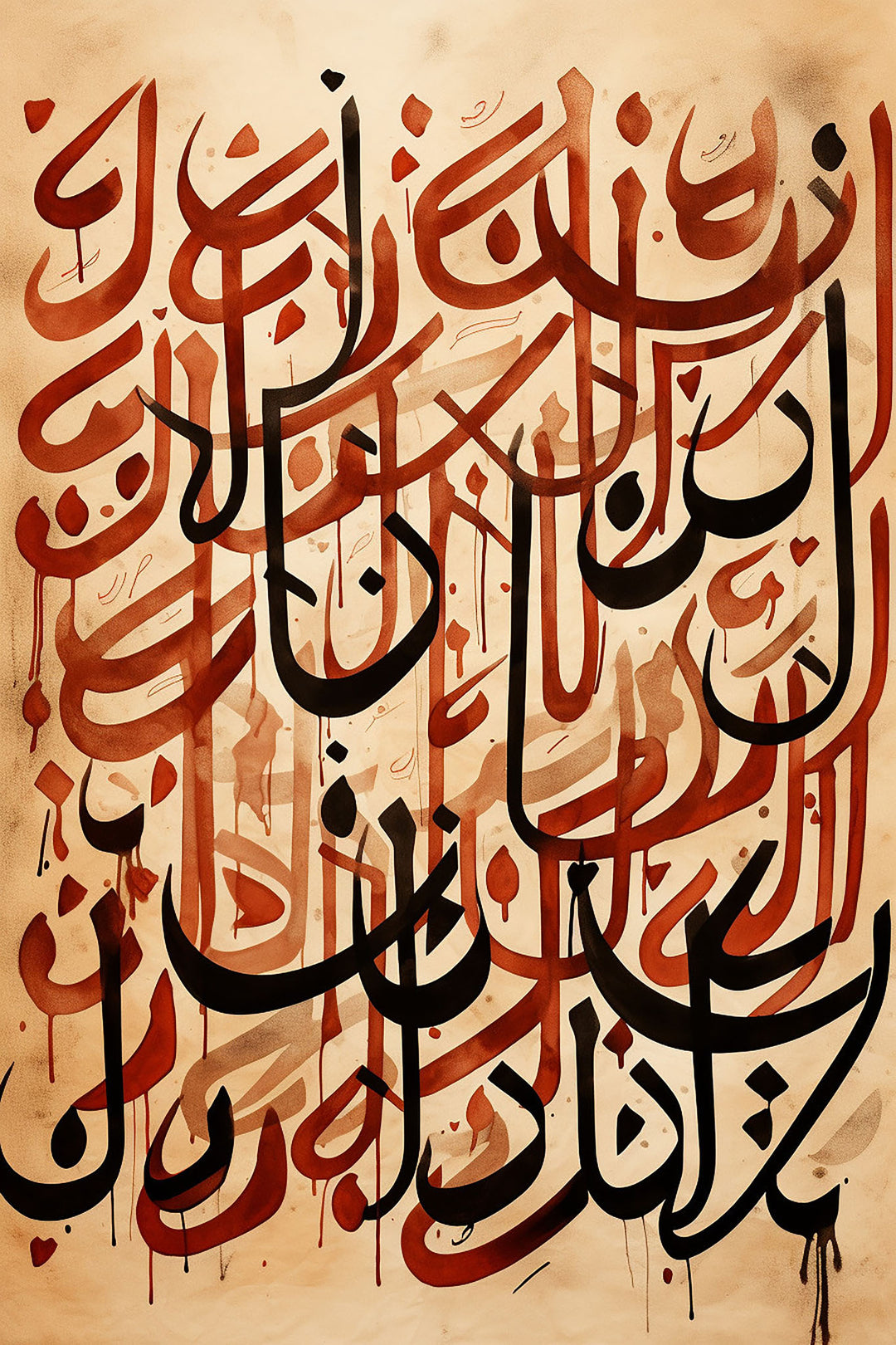 Wadi Home traditional Arabic calligraphy wall art print with red and black script on a textured parchment background.